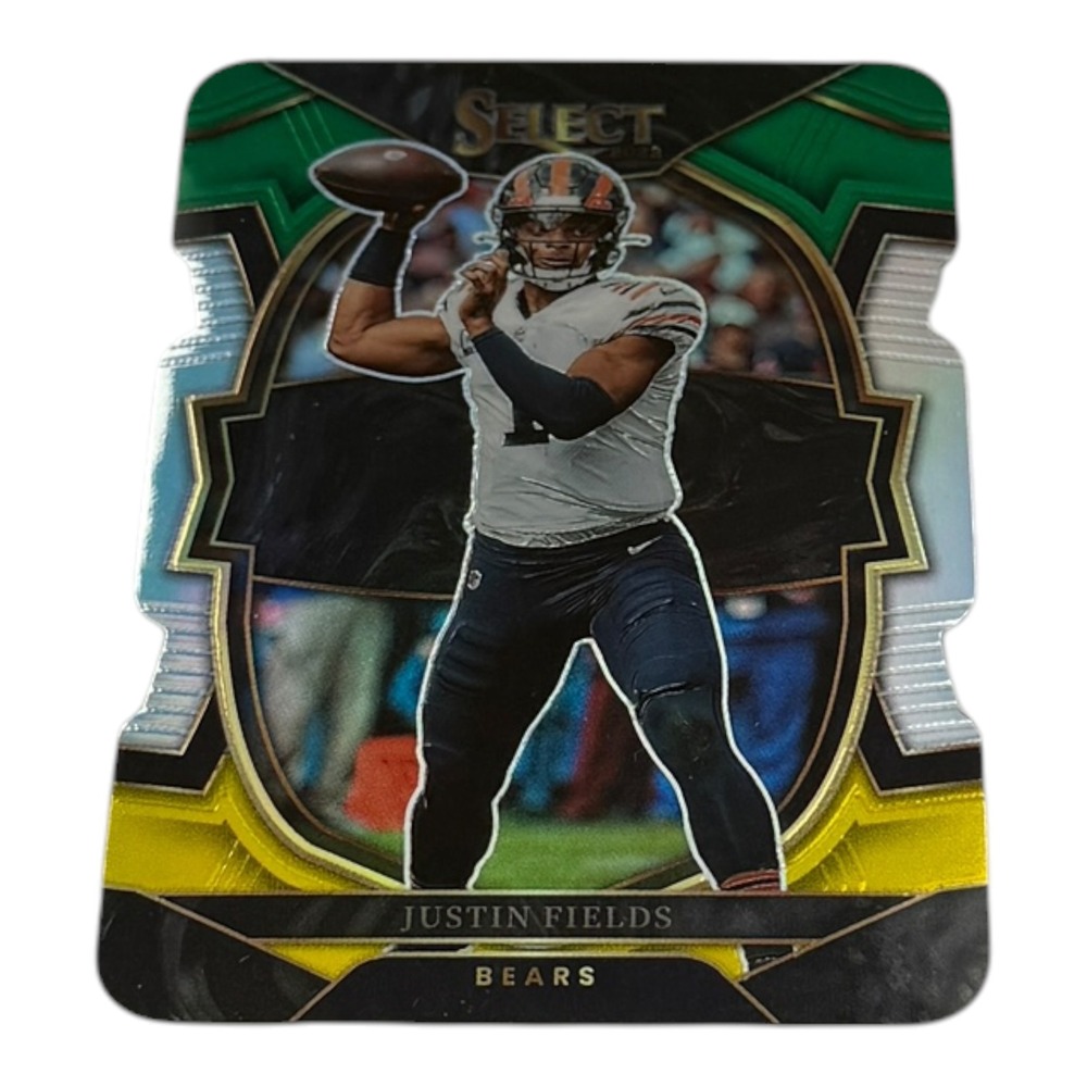 2022 Panini Select Justin Fields Chicago Bears #60 Green Yellow DieCut Prizm NFL